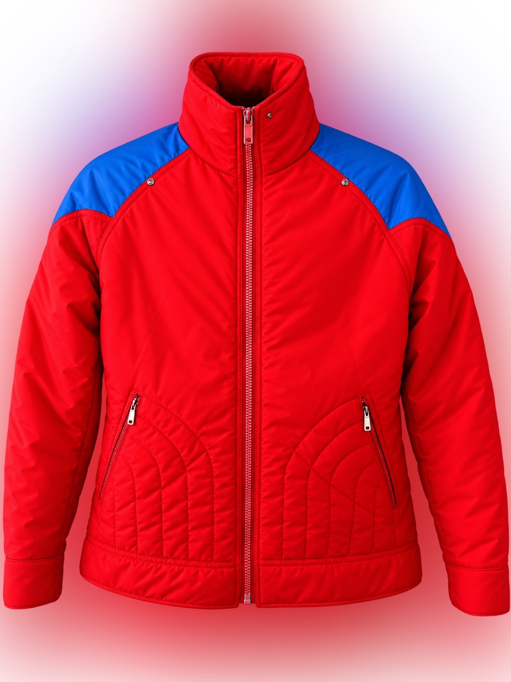 Vintage Continental Gold Red Quilted Puffer Jacket with Stowaway Hood